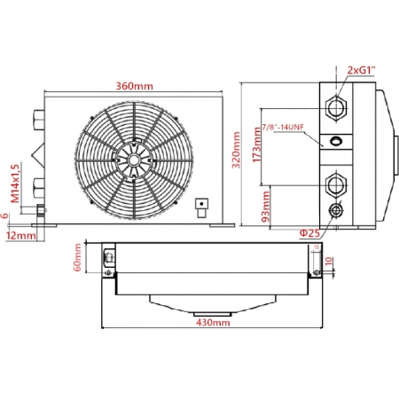 Chłodnica oleju hydraulicznego 100L/min DC 24V ŻURAWIA LEŚNEGO HDS